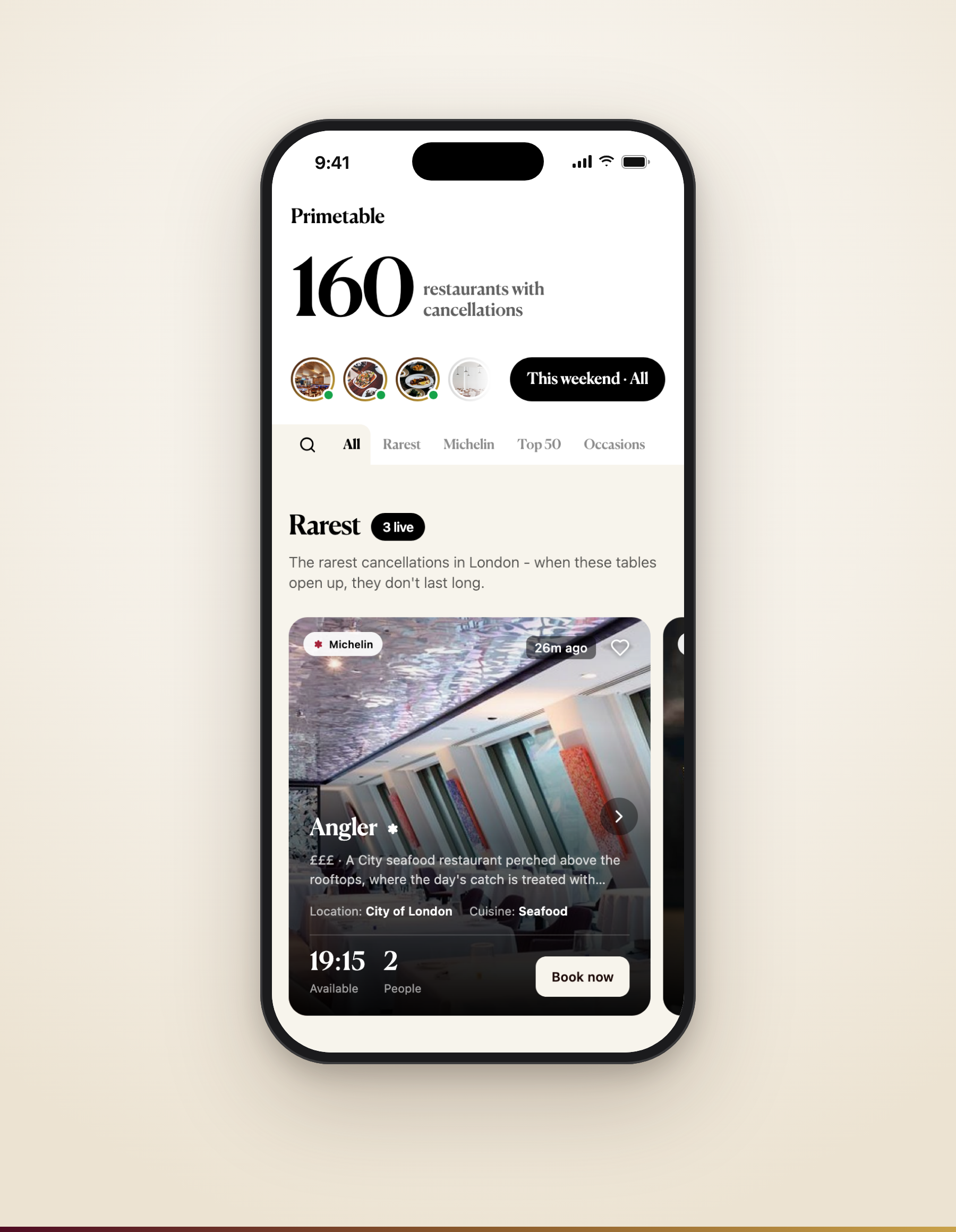 Primetable - Live availability