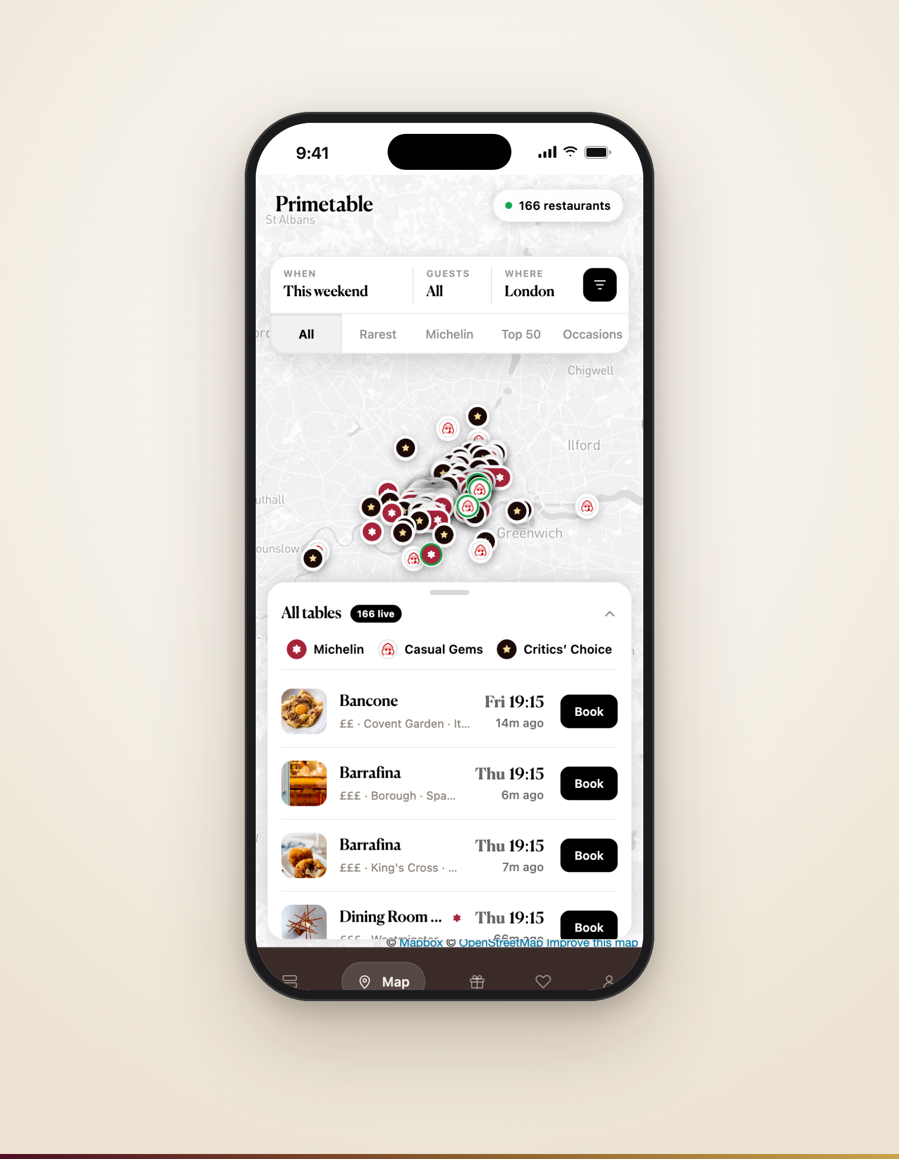 Primetable - Map view
